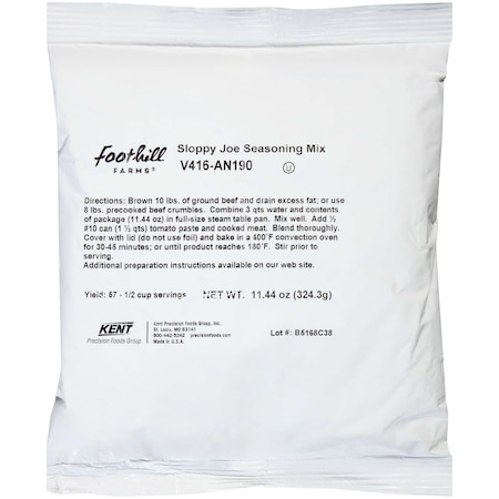 Foothill Farms 45% Sodium Reduction Sloppy Joe Seasoning Mix 11.44 oz., PK6 V416-AN190